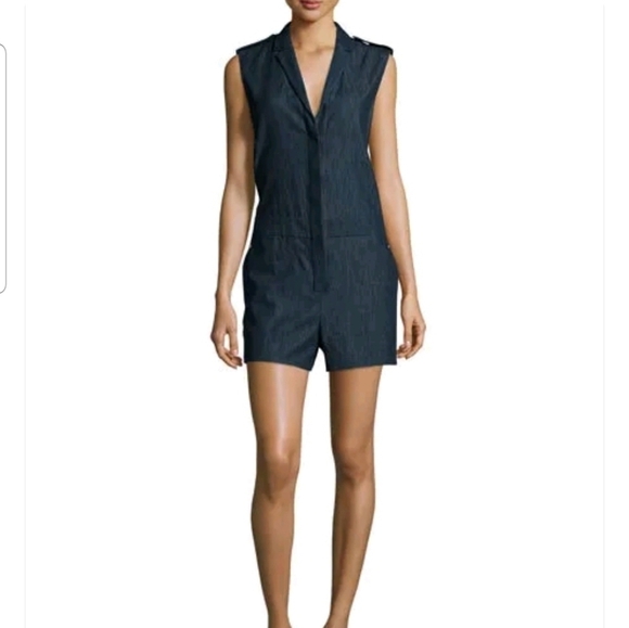 Rag & Bone Gigi Sleeveless Chambray Indigo Romper Size 0 Summer Party Festival - Picture 1 of 16
